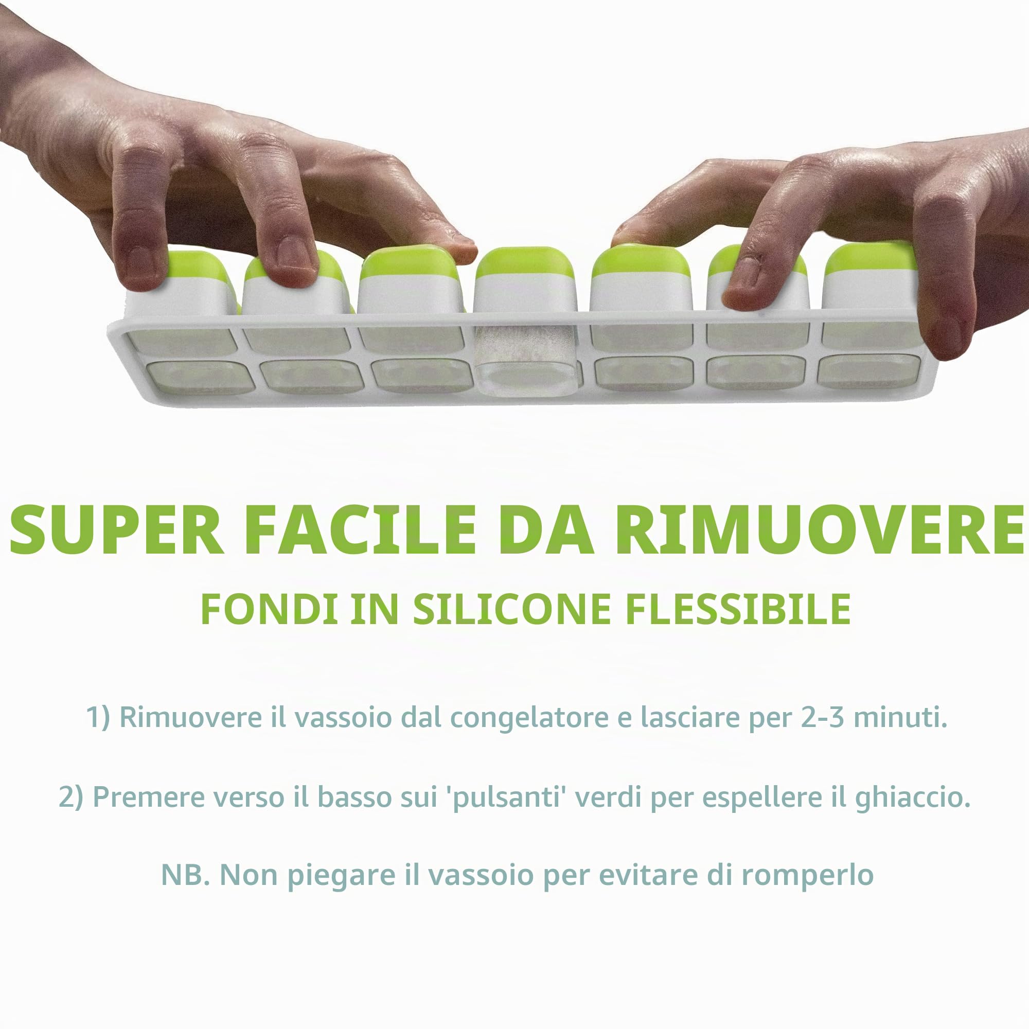 Vassoio per Cubetti di Ghiaccio Oliver's Kitchen - Set 4 Stampi per Ghiaccio – Base Flessibile – Salva Spazio grazie ai Coperchi Impilabili – Lavabili in Lavastoviglie – Stampi in Silicone senza BPA