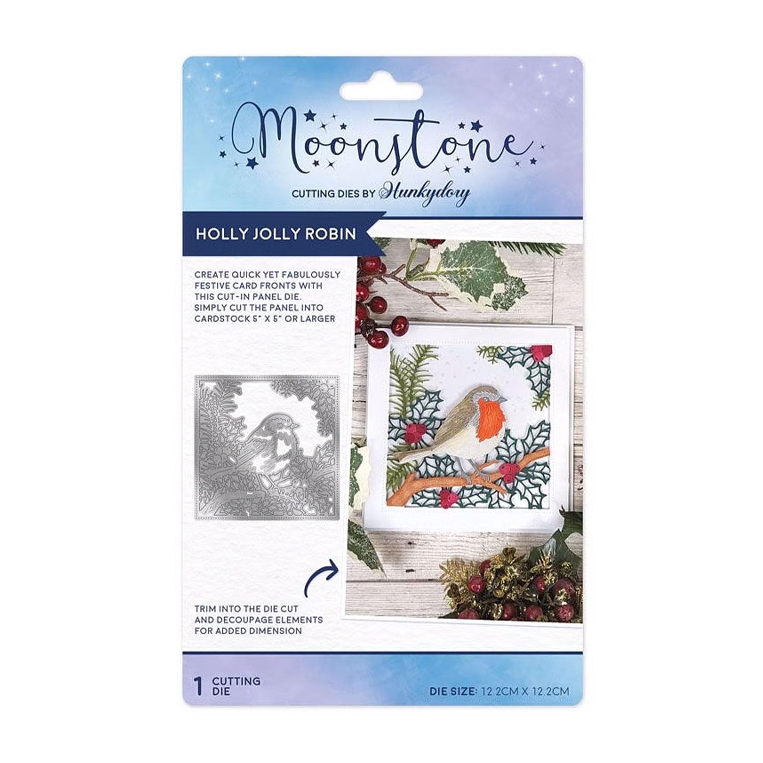 HunkydoryMoonstone Christmas - Holly Jolly Robin - Craft Cutting Panel Die - MSTONE914