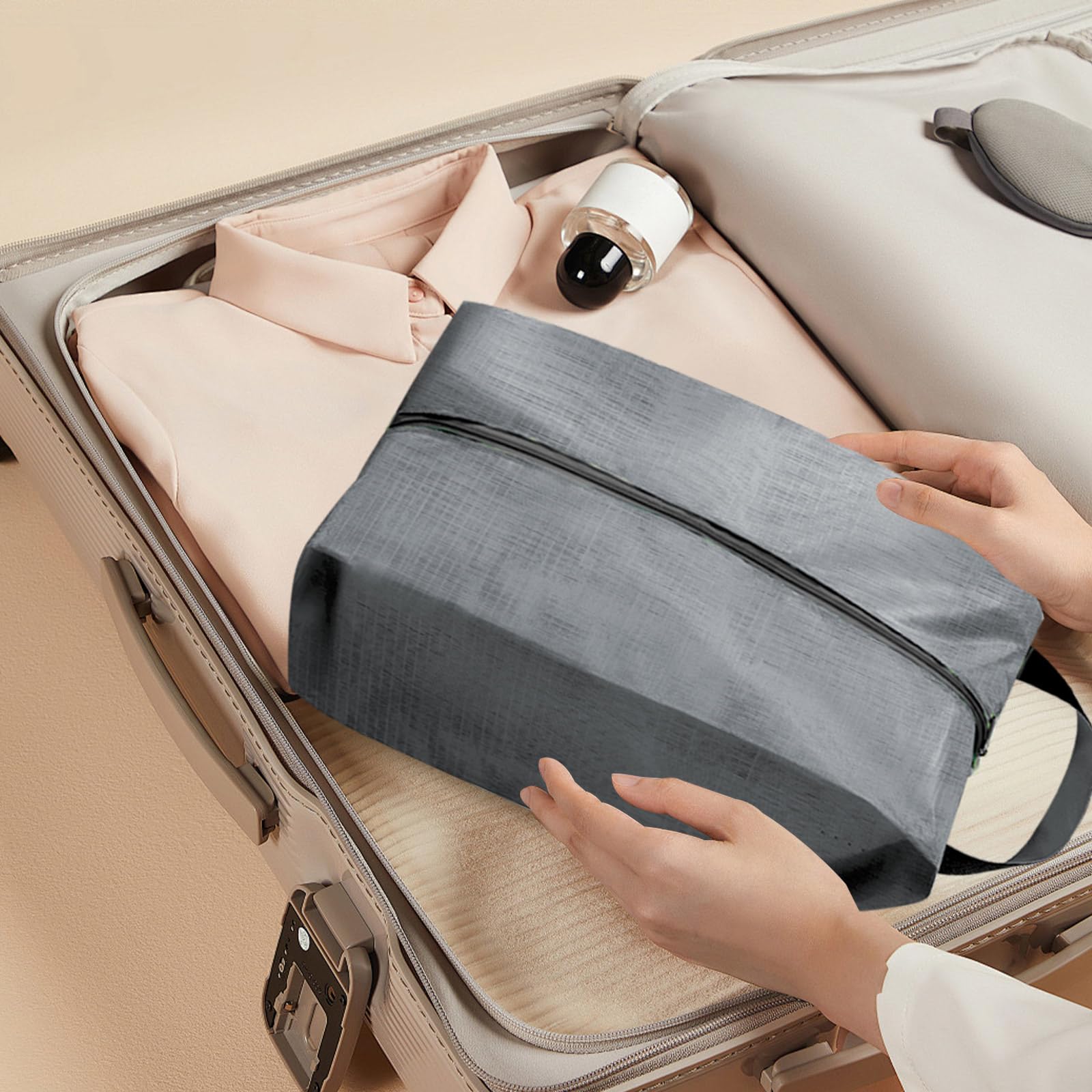 ASTIMESA 9 Stück wasserdichte Schuhbeutel, 3 verschiedene Größen, Reise-Schuhbeutel mit Griff, tragbare Schuhverpackungswürfel für Damen und Herren, Organizer, Fitnessstudio, Reisekoffer (schwarz
