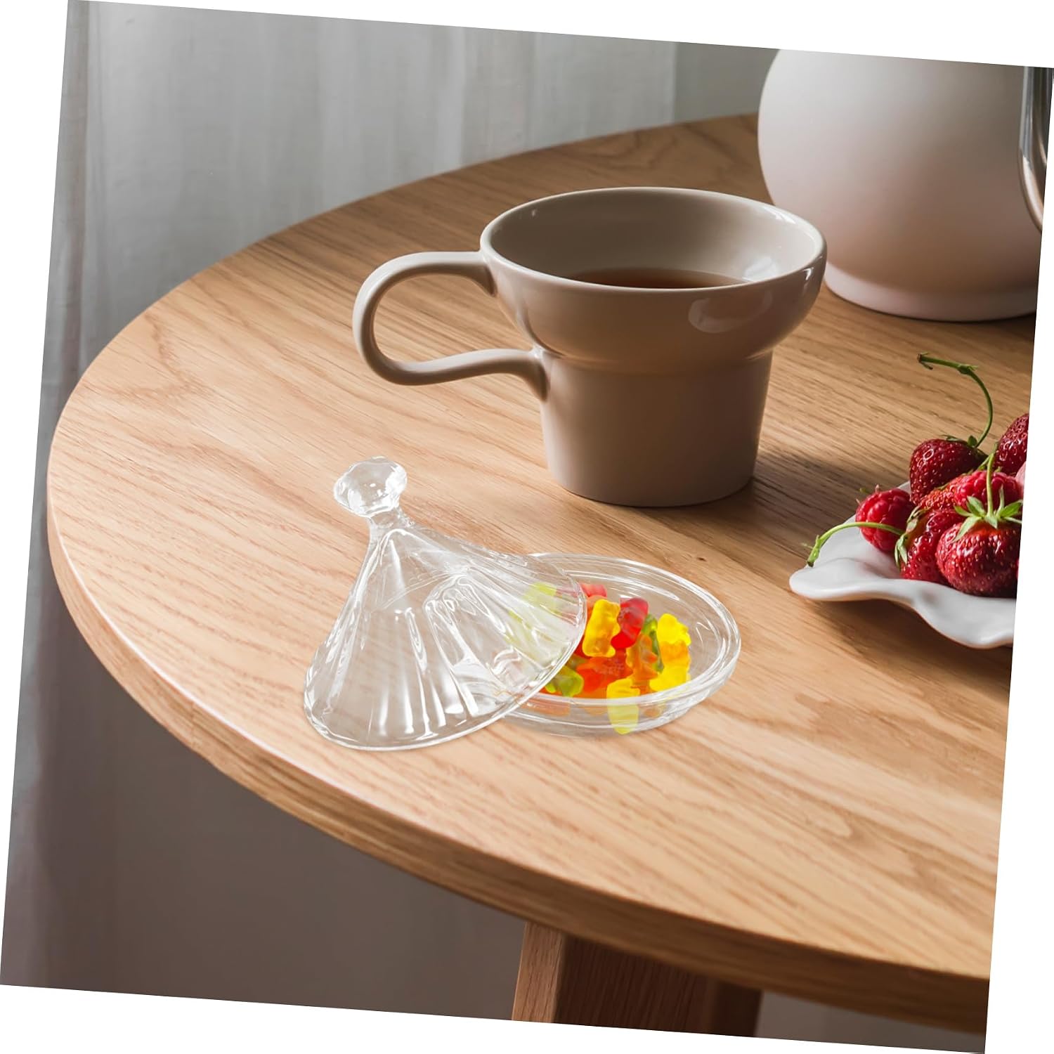 Zerodeko Glass Candy Storage Jar with Lid Elegant Decorative Canister for Snacks Fruits Desserts Versatile Kitchen Accessory for Parties and Gatherings