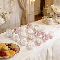 Vista 2 de Paquete de 25 recipientes individuales para cupcakes, cajas de plástico para cupcakes, soportes apilables para cupcakes