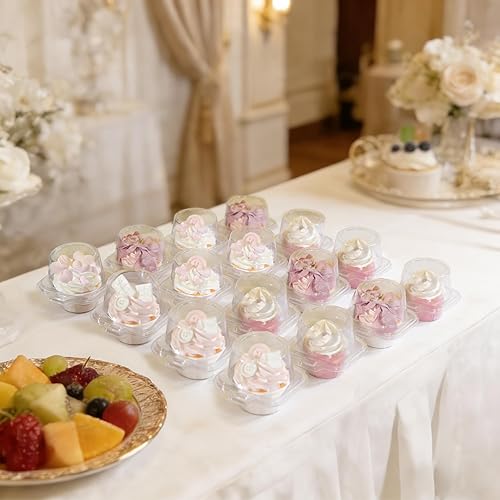 Miniatura 2 de Paquete de 25 recipientes individuales para cupcakes, cajas de plástico para cupcakes, soportes apilables para cupcakes