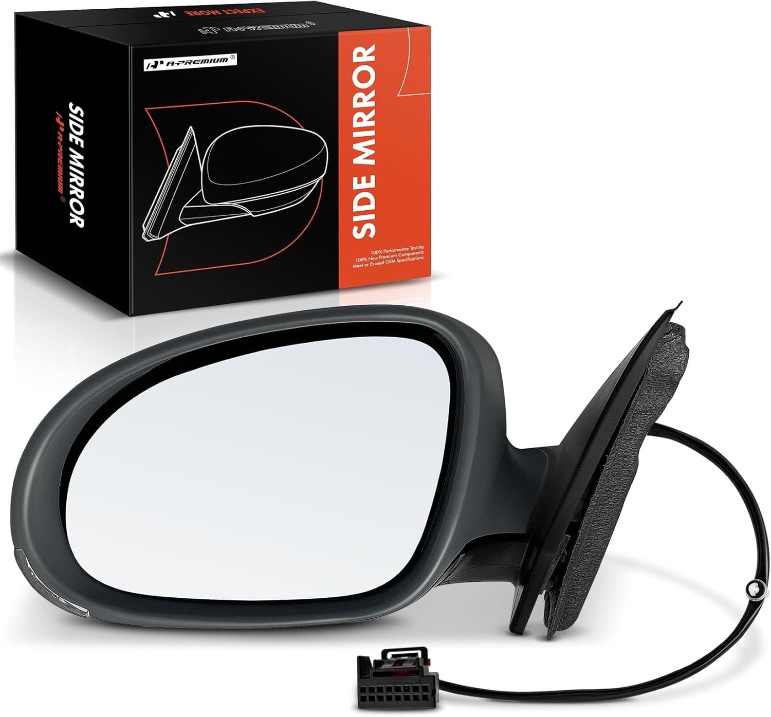 A-Premium Driver Side Power Door Mirror - Compatible with Volkswagen Jetta 2005-2010 - Heated Manual Folding Gray Outside Rear View Mirror w/Turn Signal - Replace# 1K1 857 507 BJ 9B9