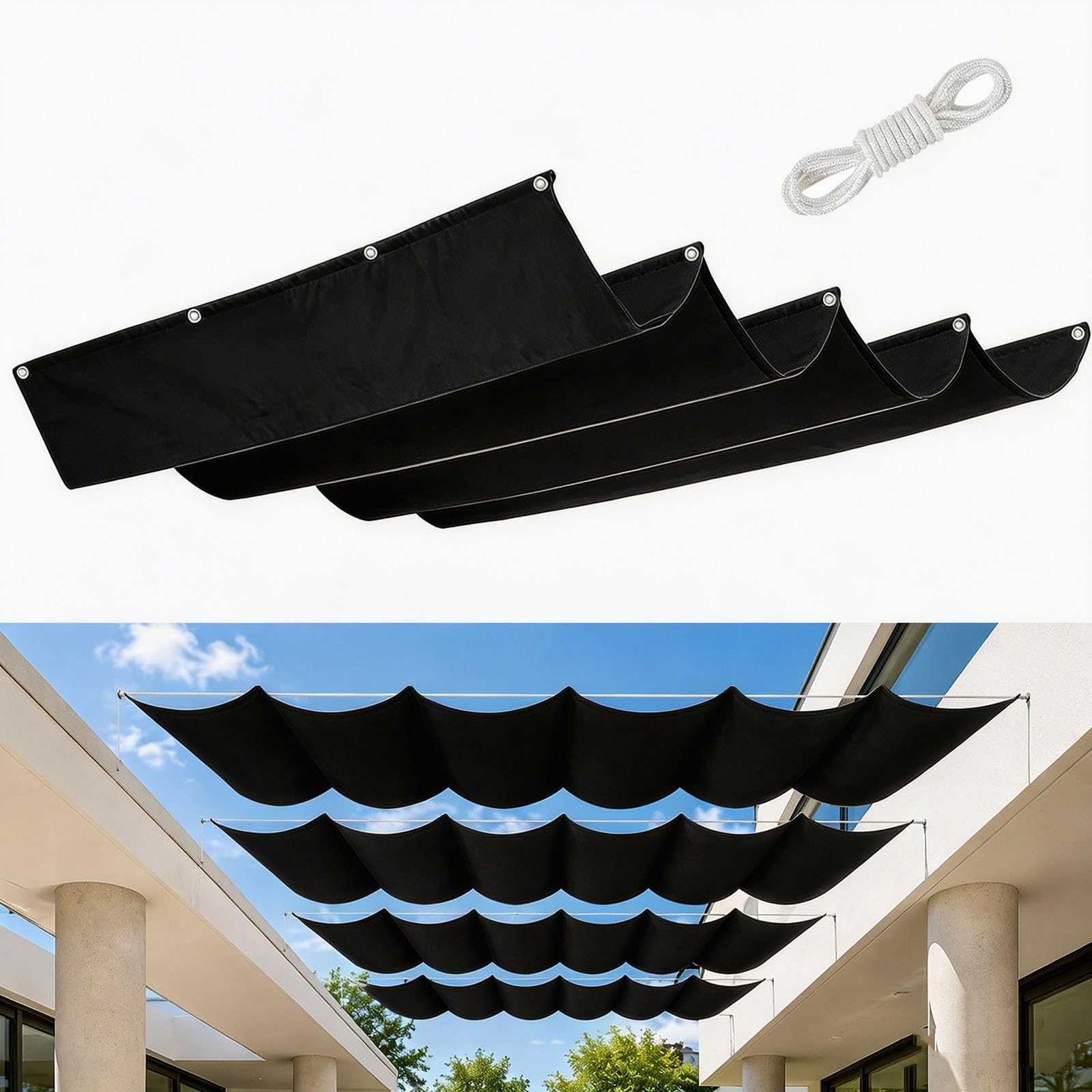 Voile d'ombrage rétractable anti-UV et indéchirable contre le vent 200x225