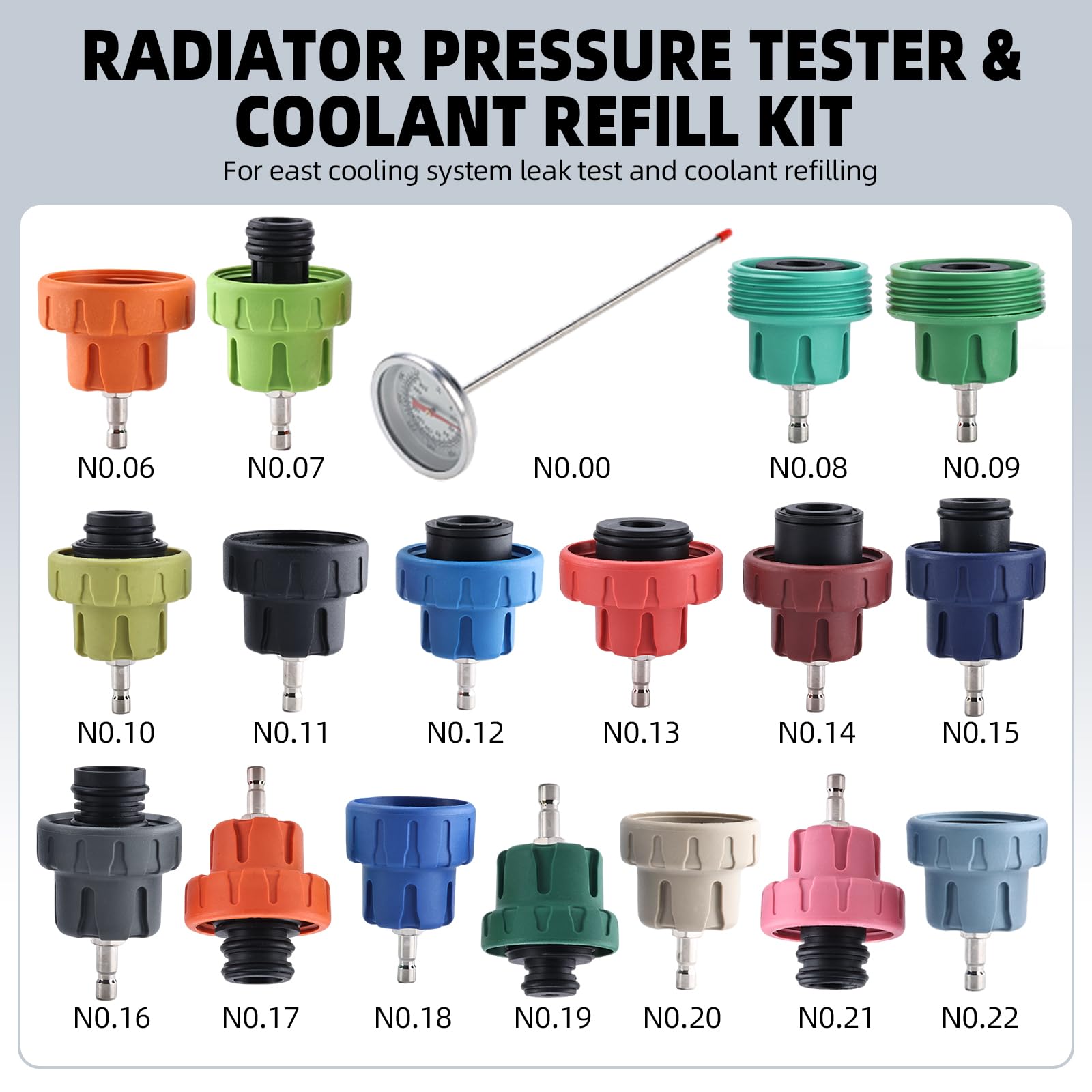 FreeTec 31pzs Probador Presion Radiador, Universal Probador Presion Circuito Refrigeración, Kit Comprobador Fugas Purgador Liquido Refrigerante, Herramientas Radiador Coche con Bomba Adaptador (Azul)
