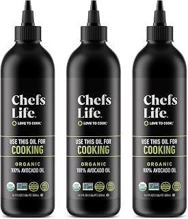 Chefs Life Organic Avocado Oil 3-Pack - 100% Pure Single Origin Non-GMO for High-Heat Cooking, Dressings & Drizzling - 16.9oz Squeezable Bottles