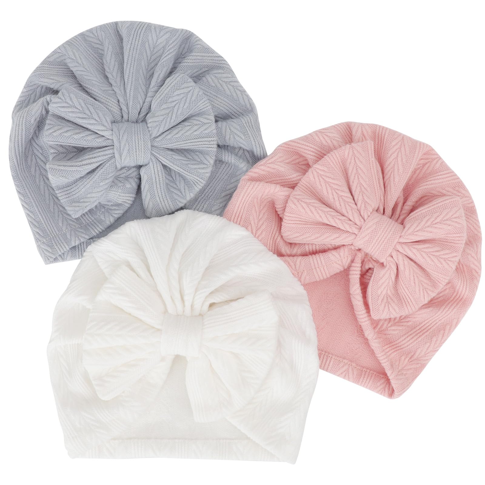 DRESHOW 3 PCS Sombreros y Gorras para Bebés Niño Niña Infantil Turbante Niño Bebé Nudo Sombrero Beanie Gorro