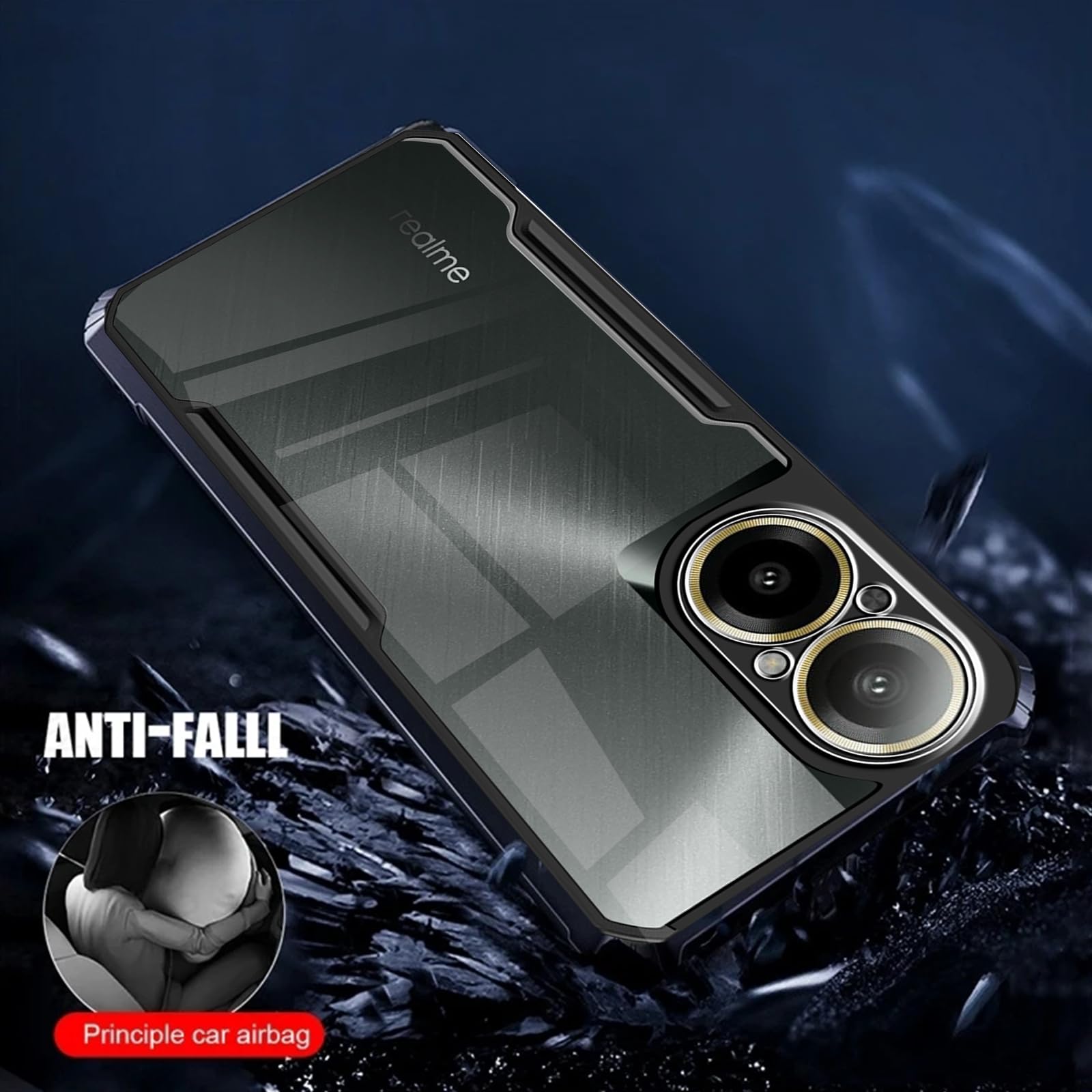 iVoler 3 in 1 Cover per Realme C67 4G con 2 Pezzi Pellicola Vetro Temperato, Trasparente Antiurto Custodia, Sottile Morbida in Silicone TPU Protettiva Case