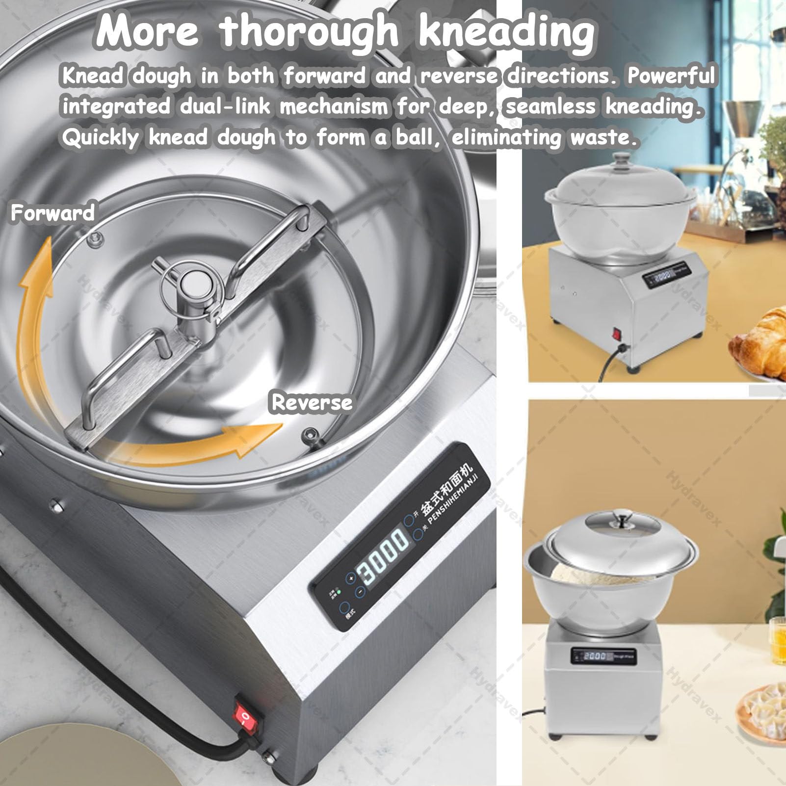 Impastatrice commerciale, macchina impastatrice a doppia rotazione con ciotola in acciaio inossidabile per uso alimentare, coperchio e timer, impastatrice a spirale elettrica per ristoranti 8kg