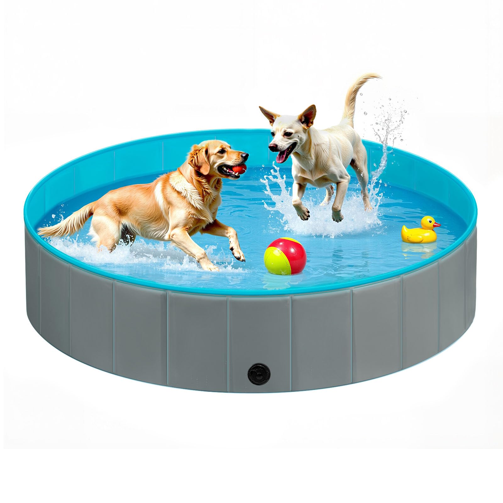 EUGAD Piscina para Perros Portátil Piscina para Mascotas Gatos Bañera Plegable para Perros Grande Antideslizante con PVC Natación Piscina para Mascotas Gris Claro 120x30cm