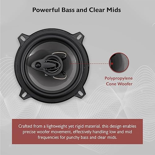 Miniatura 6 de Rockville RV5.3A - Altavoces de coche de 3 vías de 5.25 pulgadas, 600 W, 4 ohmios, woofer de polipropileno, envolvente de goma de butilo, con