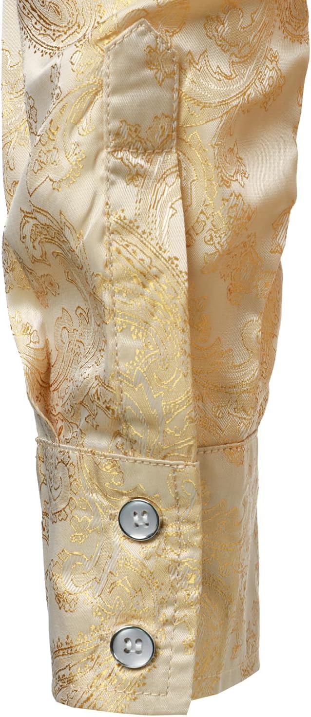 ZEROYAA Men's Paisley Jacquard Slim Fit Long Sleeve Button Up Dress Shirt for Party Prom - Image 6