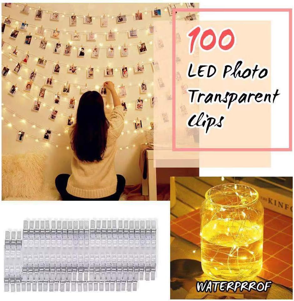 Mumu Sugar Upgrade Version Photo Clip String Lights - Fairy String Lights - Battery Powered Waterproof Decor Lights for Birthday Party Bedroom Wall Decor Wedding