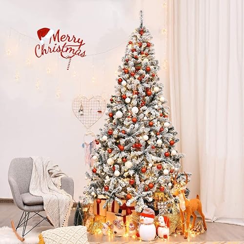 Árbol de Navidad artificial de 7 pies con puntas de efecto de piña y patas de metal sólido perfecto para decoración de vacaciones en interiores y