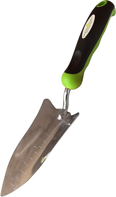 Garden Guru Stainless Steel Transplanter - Ergonomic Grip - Perfect Hand Shovel for Weeding, Transplanting and Digging in Garden Beds