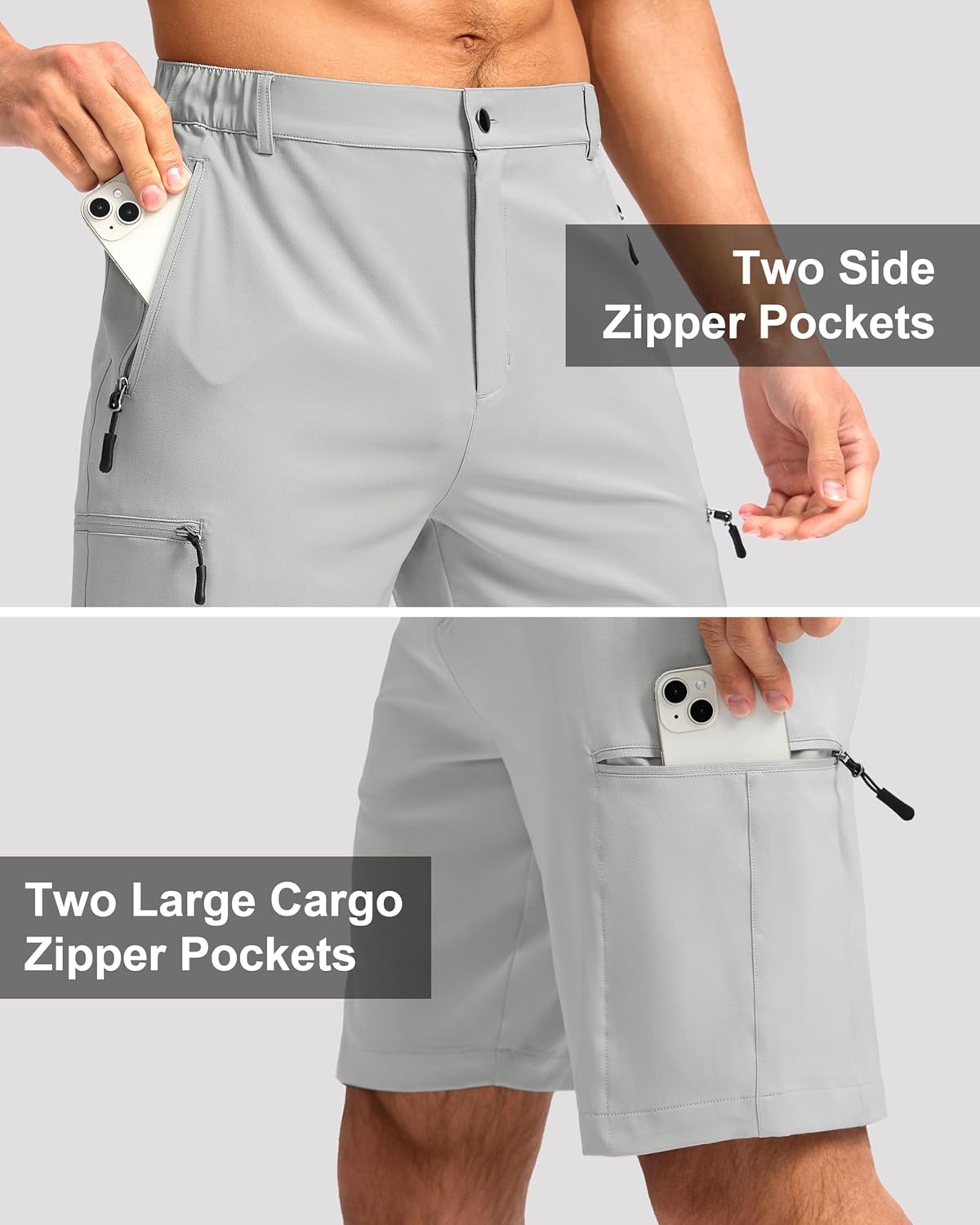 G Gradual Mens Hiking Cargo Shorts with 4 Zipper Pockets 9" Quick Dry Lightweight Casual Work Shorts for Men Golf Fishing - Image 6