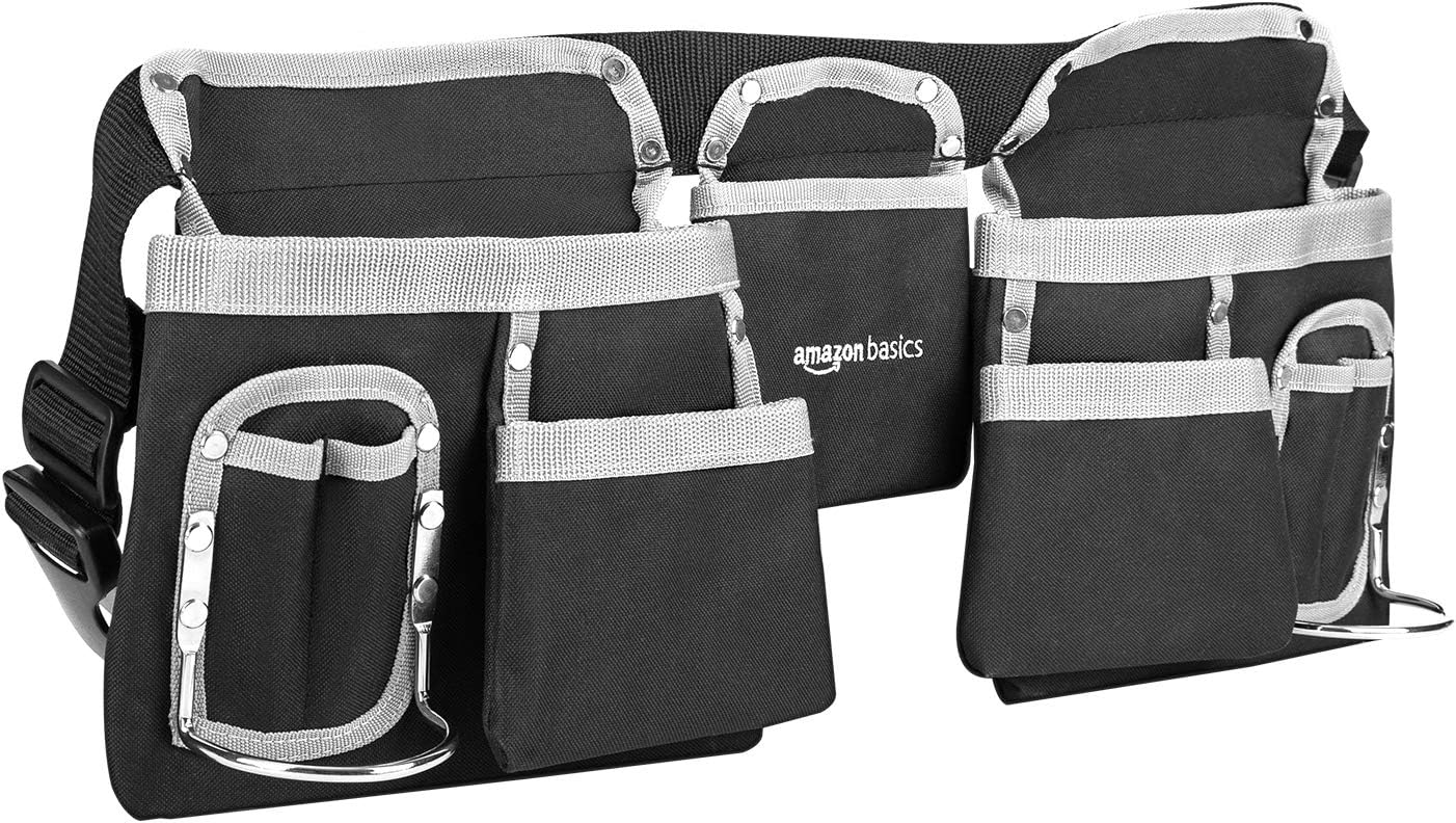 Amazon Basics Builder's Tool Belt with 10 Pockets, Adjusts to 52-Inch Waist
