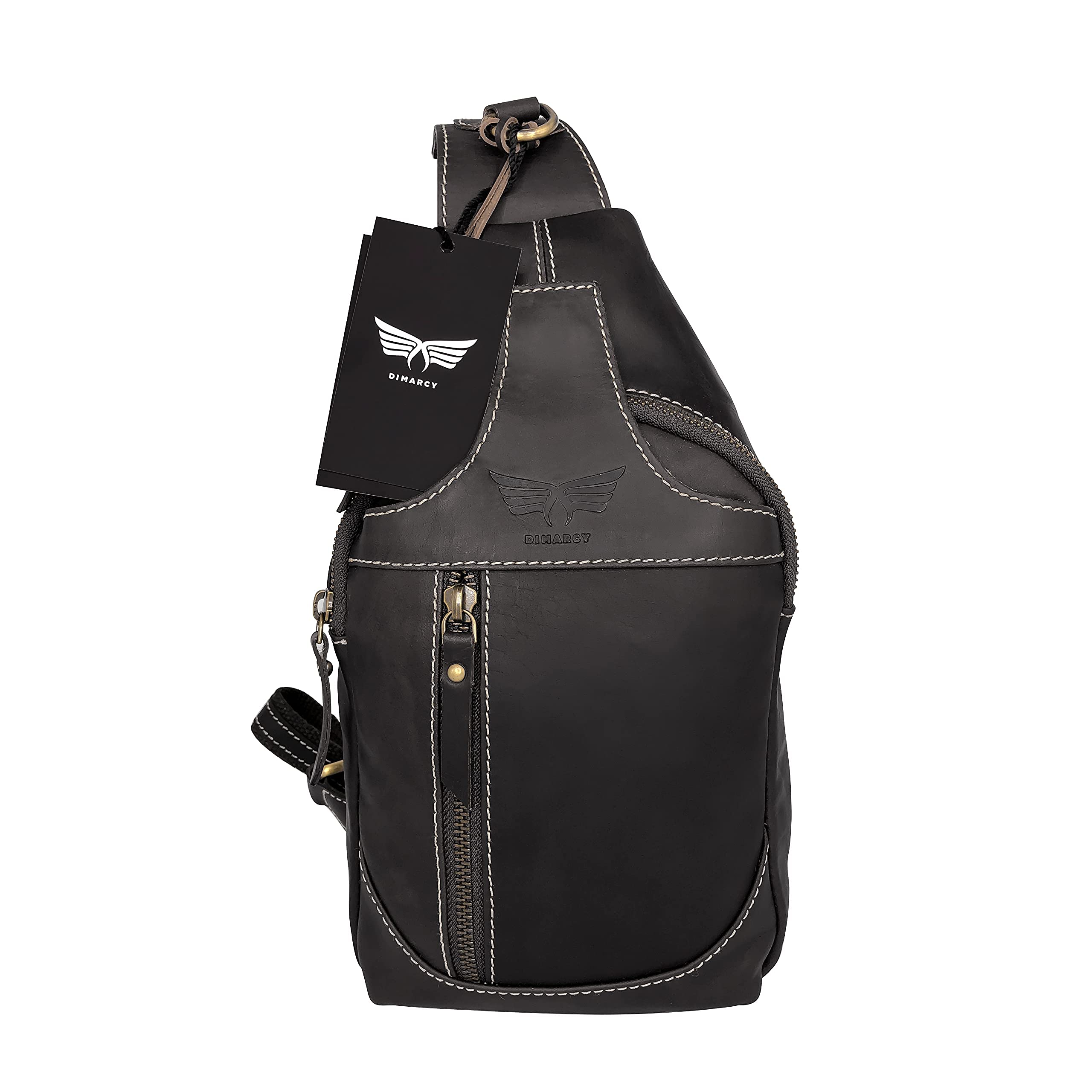 Bolso bandolera de cuero cruzado Mochila casual Mochila Pecho Hombro Multiusos Diseño atemporal Pequeños Hombres, Negro -, Bolsos cruzados 2