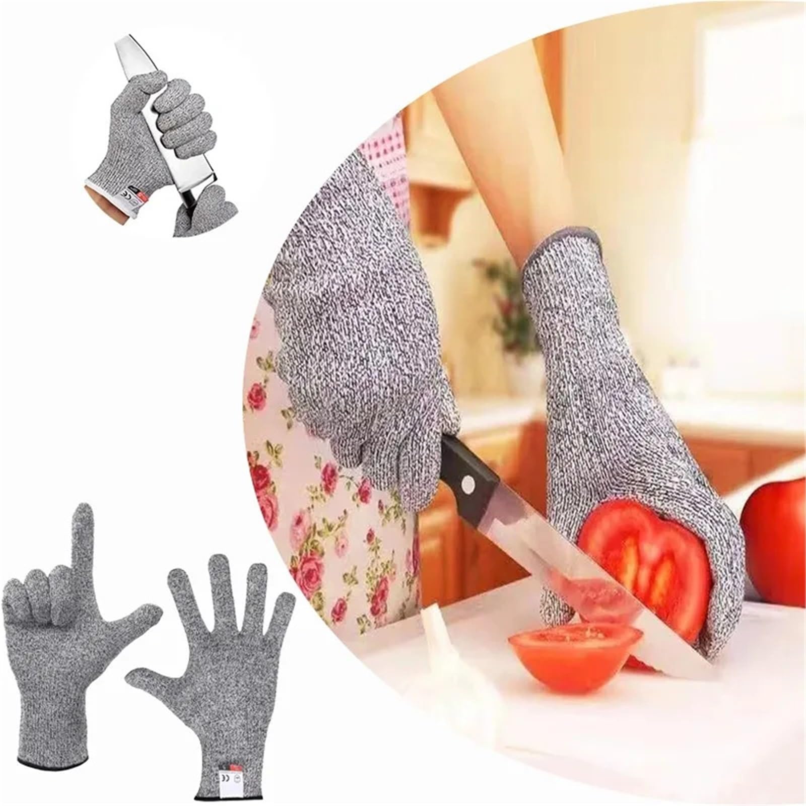 Guantes anticorte de grado 5 HPPE resistentes a arañazos, guantes seguridad for corte vidrio, alimenticio, económicos,Alta flexibilidad(Xl)