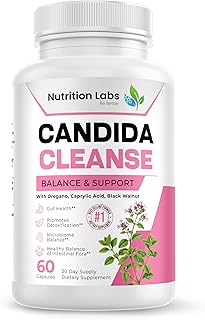 Candida Cleanse Supplement for Balance & Support, Candidase Detox, Women & Men. Gut Health & Flora, pH Level, Intestinal Health. Lactospore® Probiotics. Anti Yeast Overgrowth W/ Oregano, Caprylic Acid