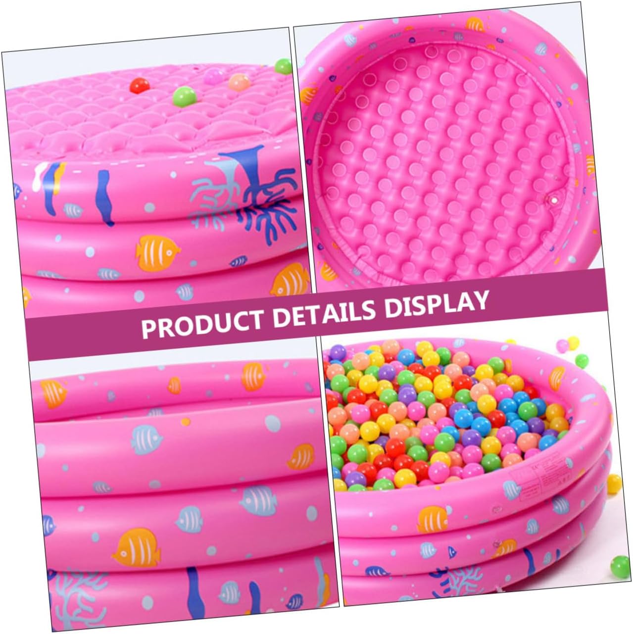 Inflatable Round Swimming Pool Pink PVC Paddling Pool for Indoor Outdoor Use Anti-Slip Design Fast Inflation Water Play