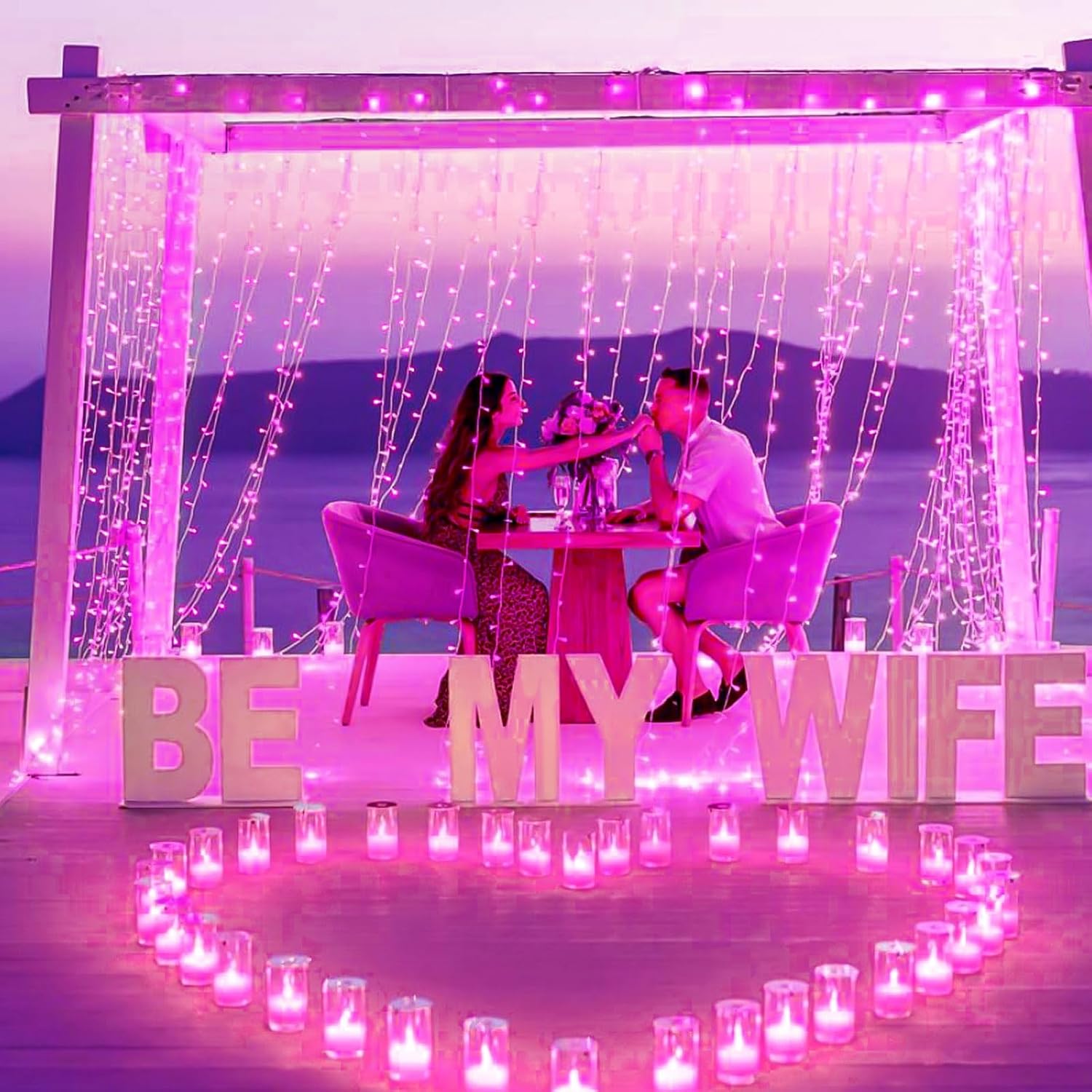 KAQ Connectable 240LED Pink String Lights Outdoor/Indoor, Extendable Plug in Twinkle Fairy Lights Waterproof with 8 Modes&Timer Function for Garden Bedroom Patio Tree Christmas Decorations