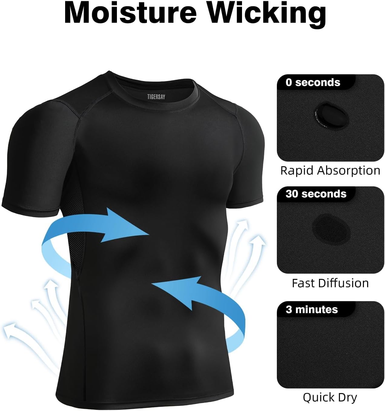 Men's Compression Shirts, Short Sleeve T-Shirt Athletic Compression Tops Workout Sports Base Layer Undershirt - Image 8