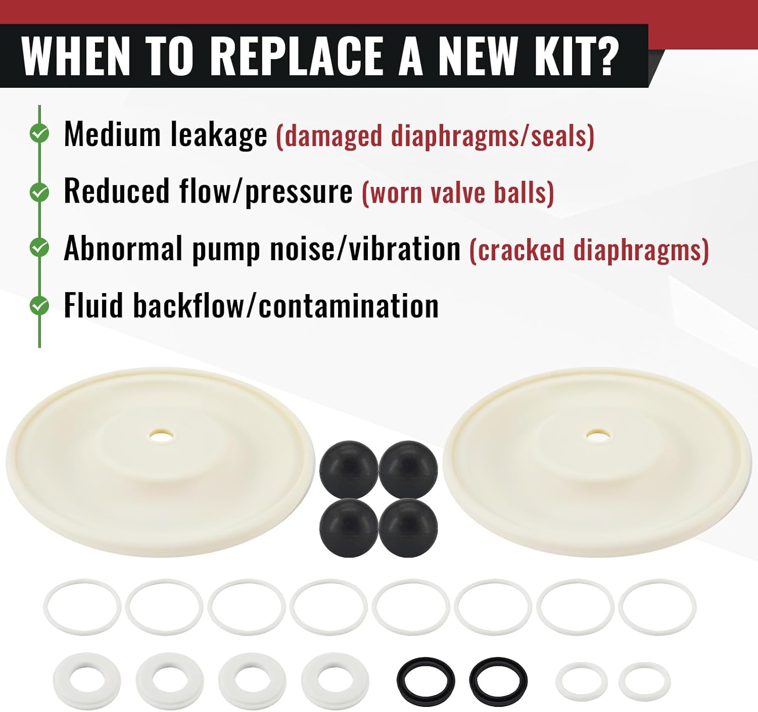 D07-525 Diaphragm Pump Repair Kit Compatible with Graco Husky 1040 Pumps, Replace D07525 BL-1D07-525