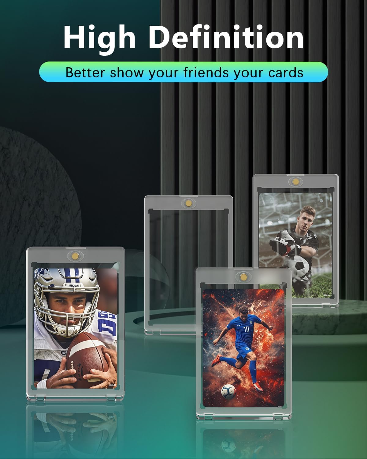 Lzerking 32ct 35pt Magnetic Card Holder - One Touch Card Storage for Trading Cards, Sports & Baseball Cards | Durable & Crystal Clear Protection