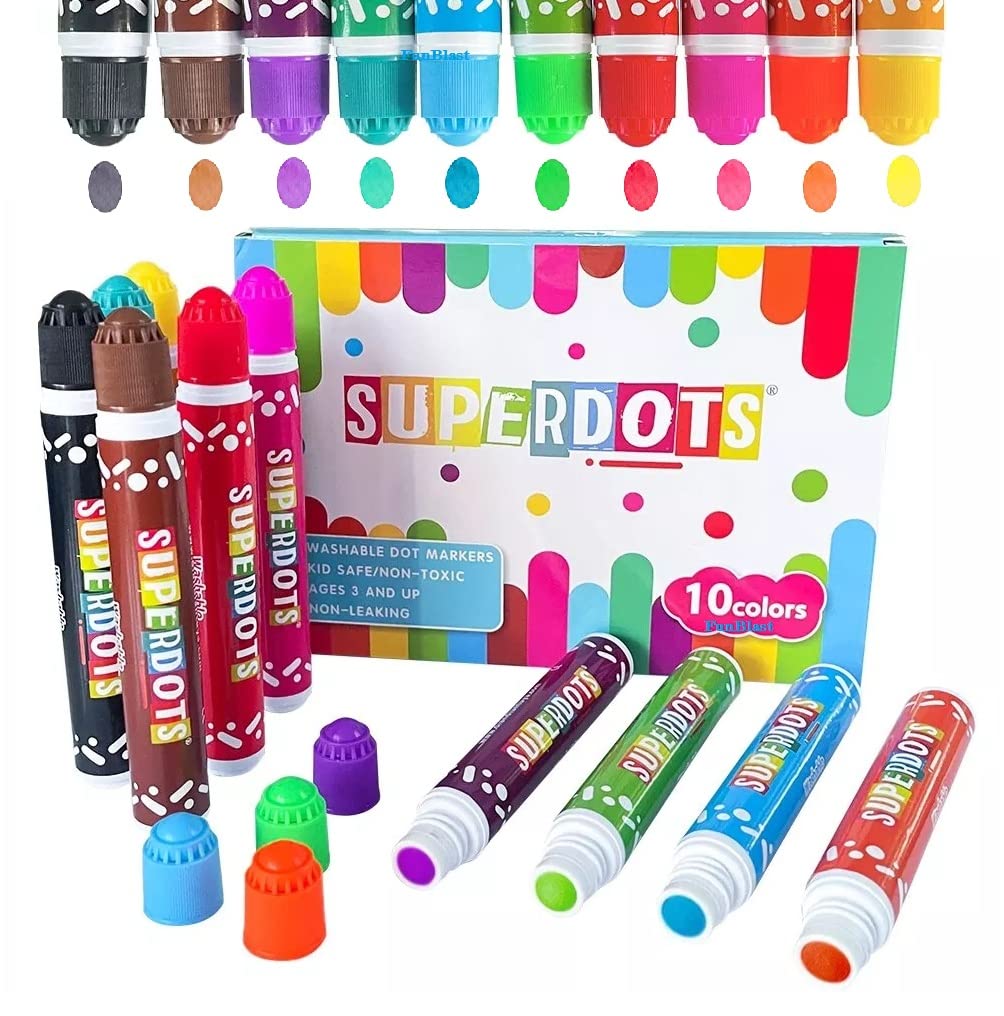 FunBlast Washable Dot Markers for Kids – Dot Markers for Artist, Beginners, Professional, Washable Marker Pens for Kids Colouring, Colorful Markers for Drawing, Colouring, Sketching (Pack of 10) (B09ZHW817G) Amazon Price History, Amazon Price Tracker