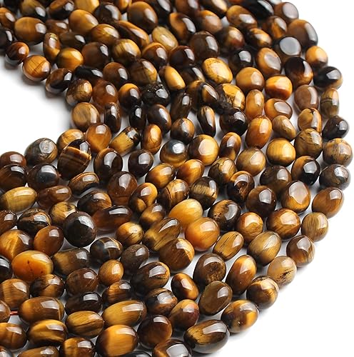 Miniatura 3 de 50 cuentas de piedra de ojo de tigre amarillo natural de 0.197-0.315 in de forma libre irregular para hacer joyas, pulseras, collares, aretes