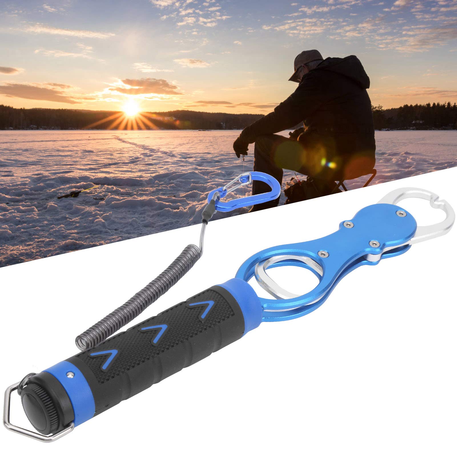 VGEBY Pince à Lèvre de Pêche, Contrôleur de Poisson en Alliage D'aluminium avec Balance Outil de Poignée de Lèvre de Pêche de Pesage Portable(Bleu)