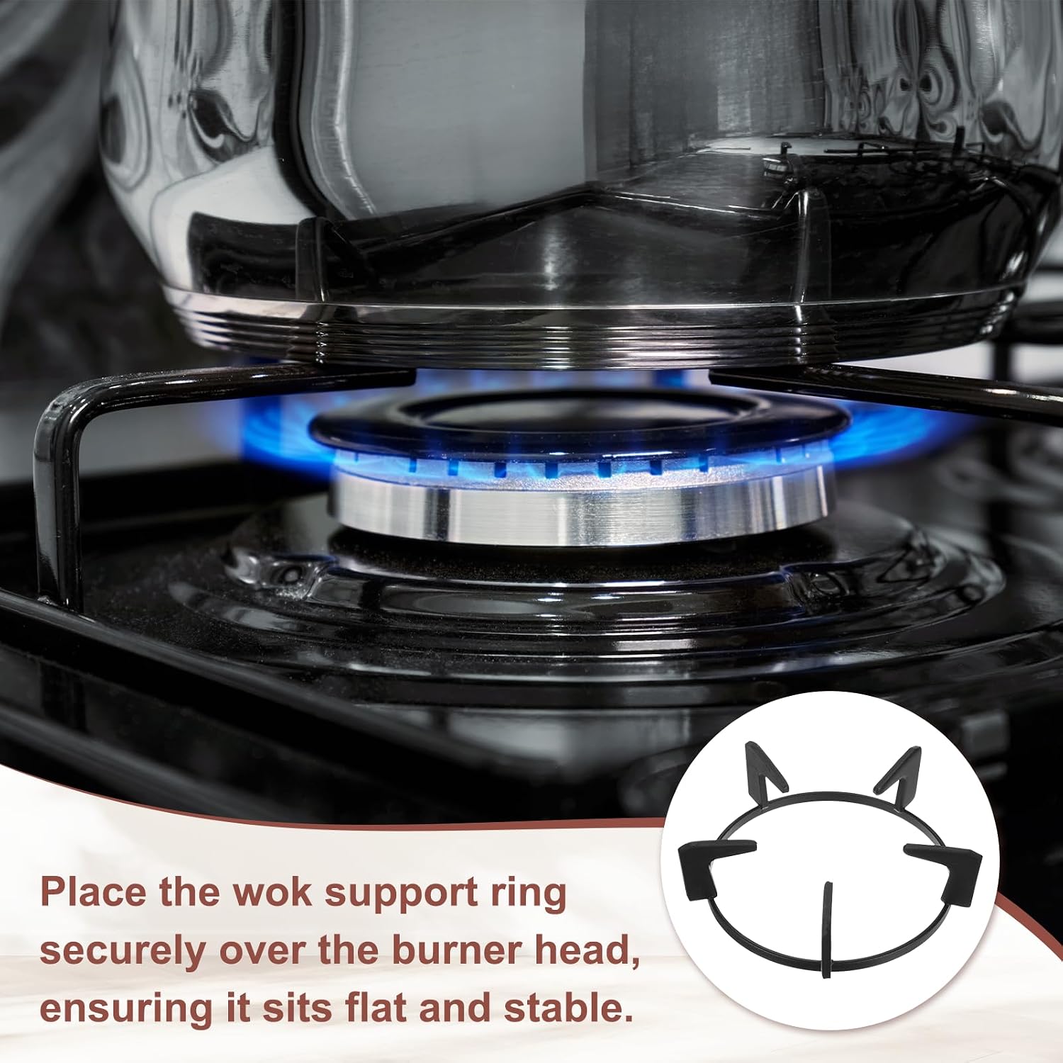 PATIKIL Wok Ring for Gas Stove, 7.3 Inch Cast Iron Gas Stove Rack Wok Support Ring Drop-In Stand Brackets Replacement Accessories for Home Kitchen Burner, Black