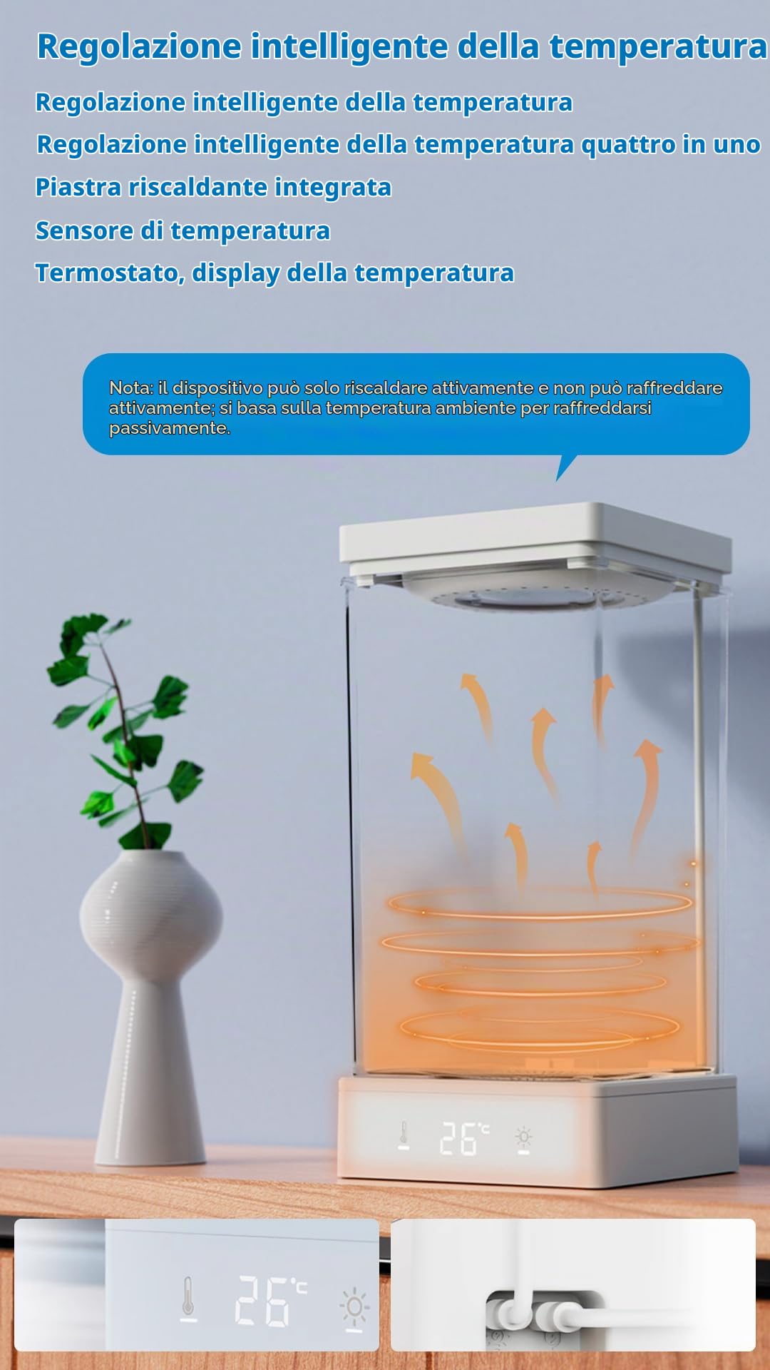 Acquario Betta - Mini Acquario Scrivania 1,4L con Scarico Inferiore, Controllo Temperatura Intelligente USB, Luci LED Regolabili - Fish tank with crystal