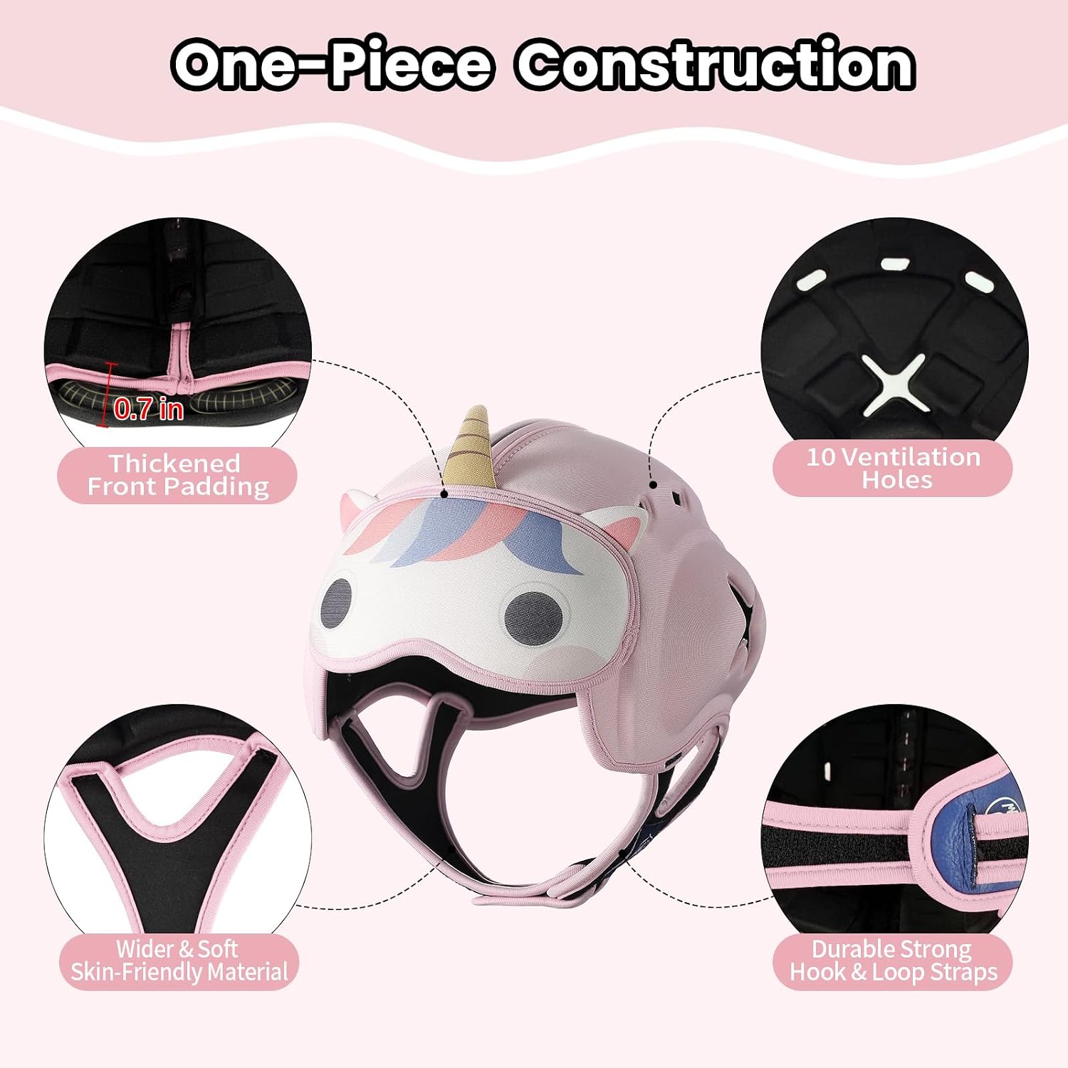 Mambobaby Baby Head Protector Helmet for Crawling and Walking, Breathable Soft Helmet, Ultra-Lightweight & Adjustable, Prevents Bumps Safety Helmet for Infants Toddlers 6-24 Months (Pure Unicorn)
