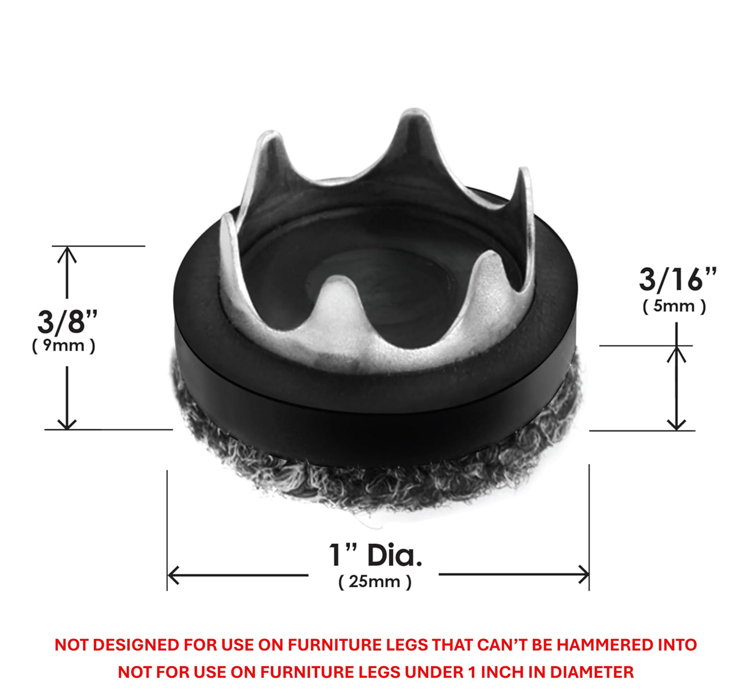 Slipstick Gorilla Outdoor 1 inch Furniture Feet Floor Protectors/Weatherproof Berber Glides (Set of 8) Hammer On Furniture Pads for Outdoor & Indoor Use - Image 4