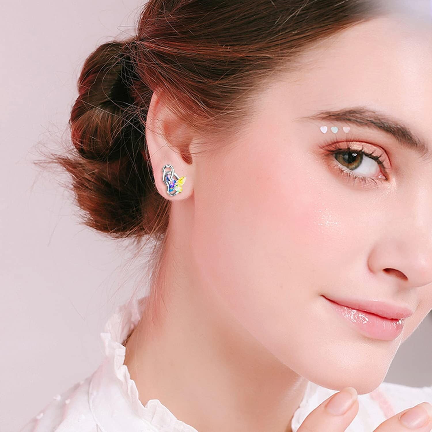 925 Sterling Silver Butterfly Stud Earrings with Crystals, Butterfly Jewellery Gifts for Women Girls
