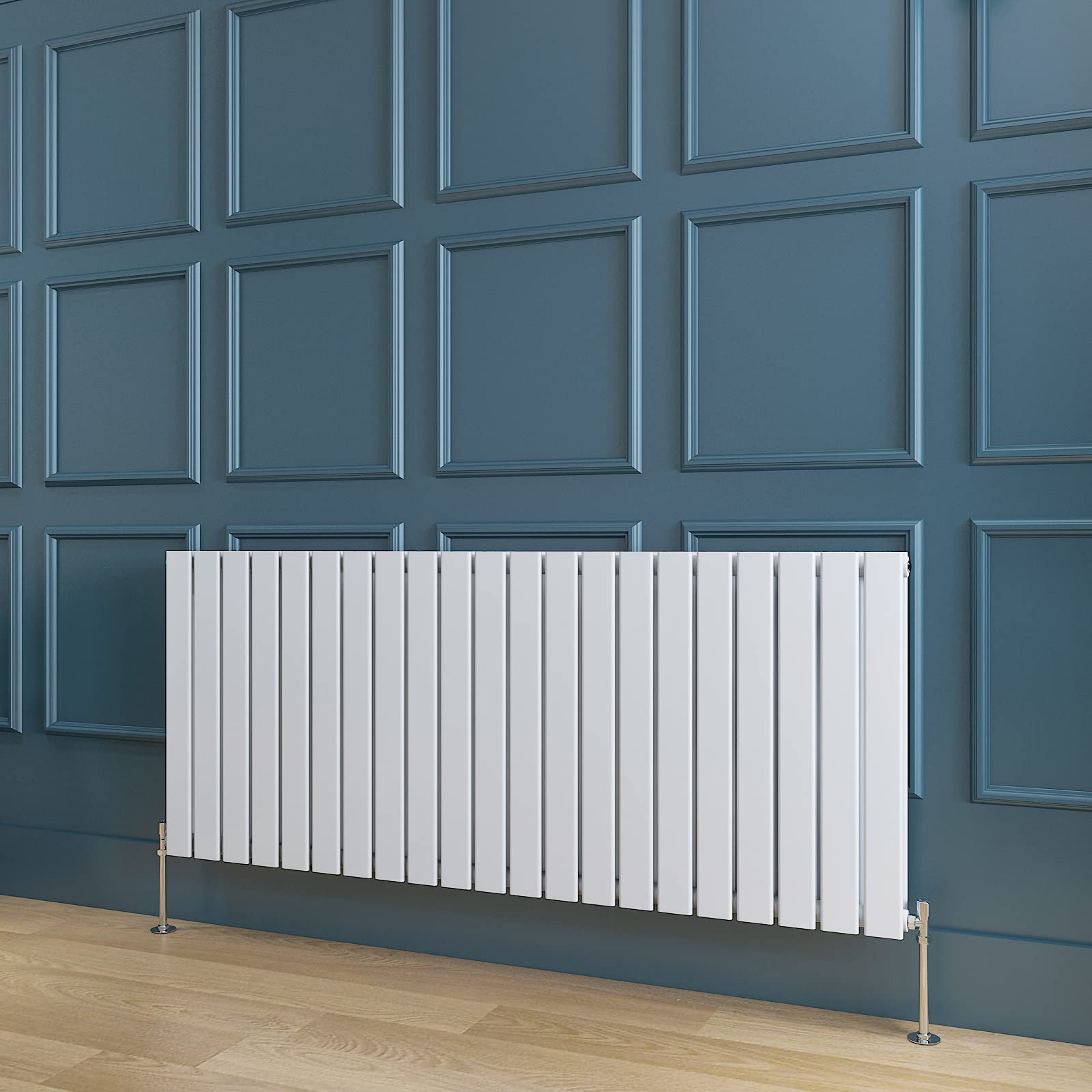Horizontal White Radiator Double Flat Panel Designer Radiator Central Heating 600x1428mm Interior Design