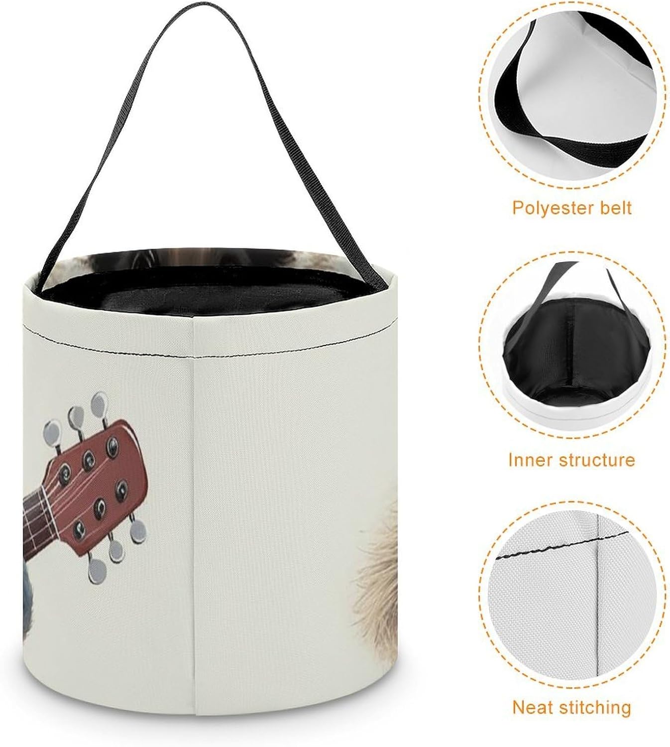 Portable Funny Raccoon Halloween Candy Bucket with Handle image 4