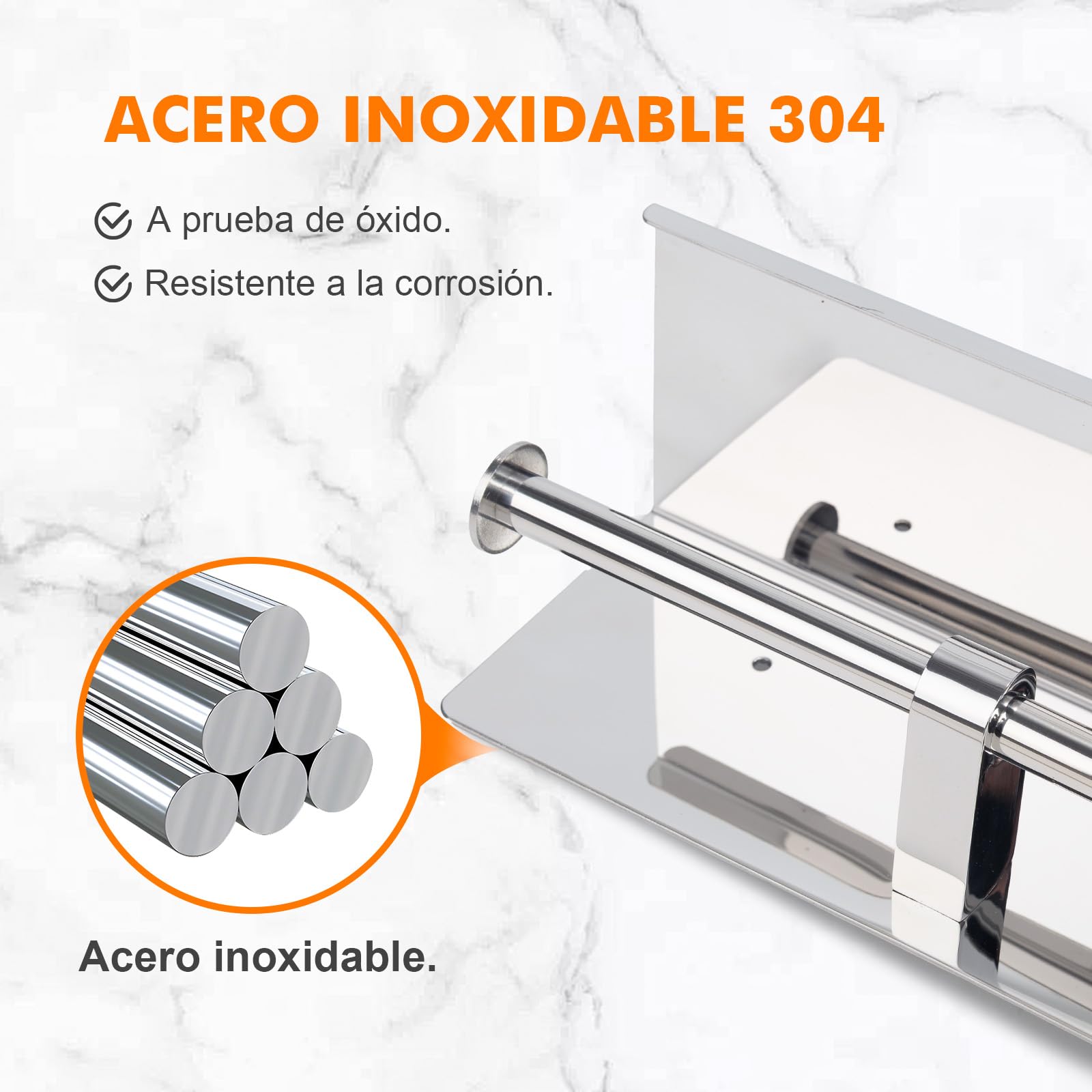 Ibergrif Portarrollos de Papel Higiénico Doble con Estante, Soporte Papel Higiénico de Acero Inoxidable para Pared, Instalación Adhesiva o con Taladro, Portarrollos para Baño o Cocina, Plata