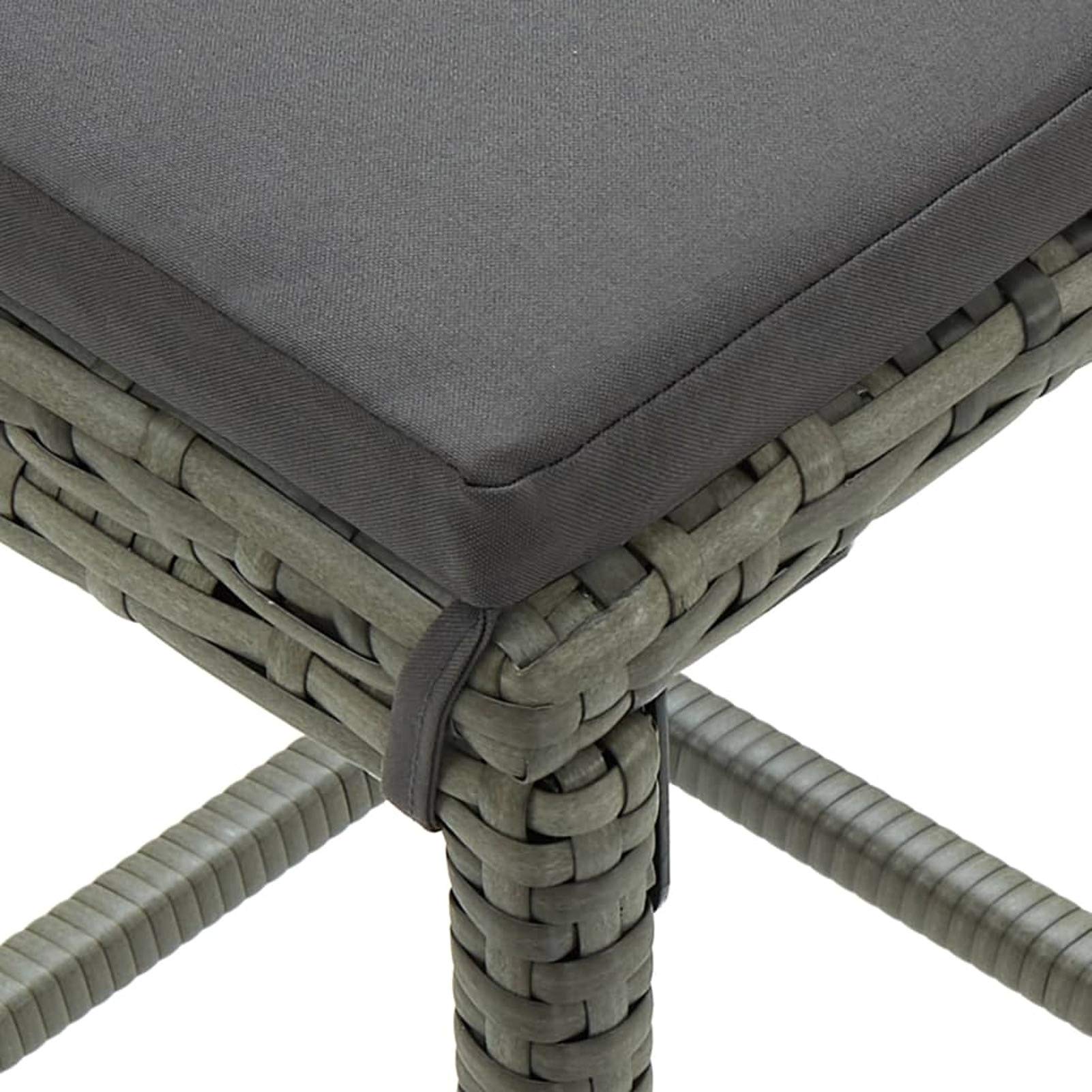 Gecheer Set da Bar da Giardino 7 pz con Cuscini in Polyrattan Grigio,Set da Balcone,Tavolo Alto, Set di Tavolo e Sgabelli da Bar,Tavolo con Sedie Alto