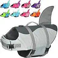 Doglay Dog Life Jacket, Ripstop Cute Shark Dog Life Jacket with Superior Buoyancy and Rescue Handle, Adjustable Dog Life Vests for Swimming Boating, Pet Flotation Vest for Small Medium Large Dogs