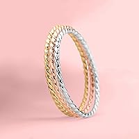 Vista 6 de Melanie Golden Jewelry Braided Rope Stacking Ring Elegant Twist 1mm Skinny Stackable Stack Ring Band in Silver, Gold, or Rose Gold Comfort Fit