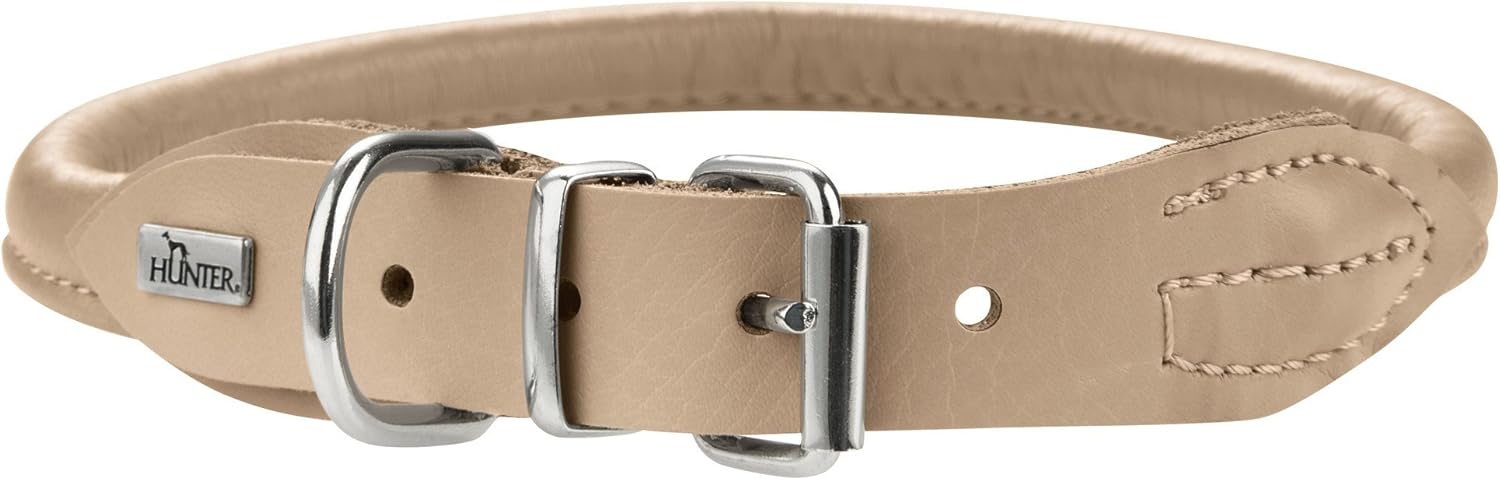 hunter round and soft elk leather dog collar