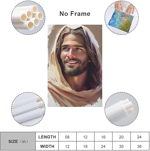 Miniatura 2 de Impresionante estética artística Jesús riendo, imagen de Jesús, acuarela de Cristo, arte sonriente, Jesús sonriente, Jesús arte Pr lienzo para pared