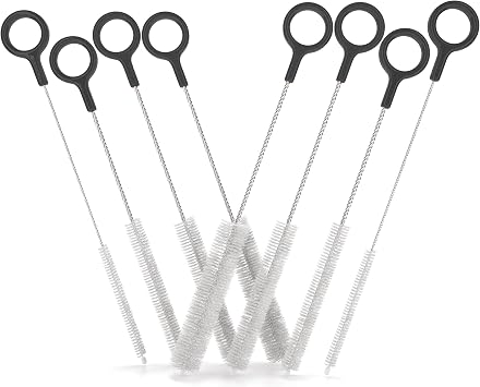 Buenalife Heavy Duty Cleaning Brushes Set of 8 - Extra Long Straw Cleaners for Metal and Plastic Reusable Drinking Straws, to Clean Small Spaces, Sippy Cups, Water Bottles - Sturdy Hard Brush Bristles