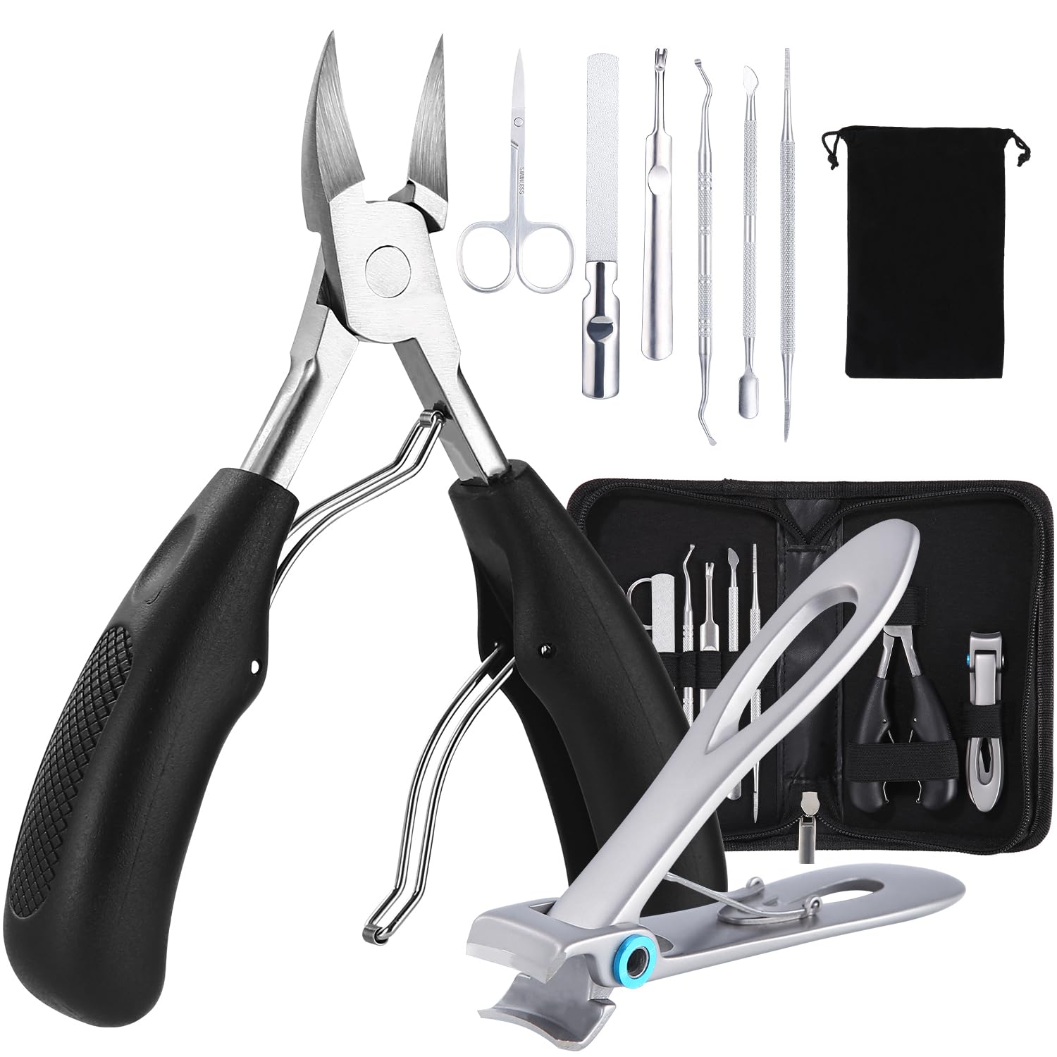 Cortauñas Set de Profesional,kit manicura,Cortauñas Afiladas para uñas Gruesa Encarnada,Alicates UñAs Pies De Acero Inoxidable Kit Manicura y Pedicura Para Adulto