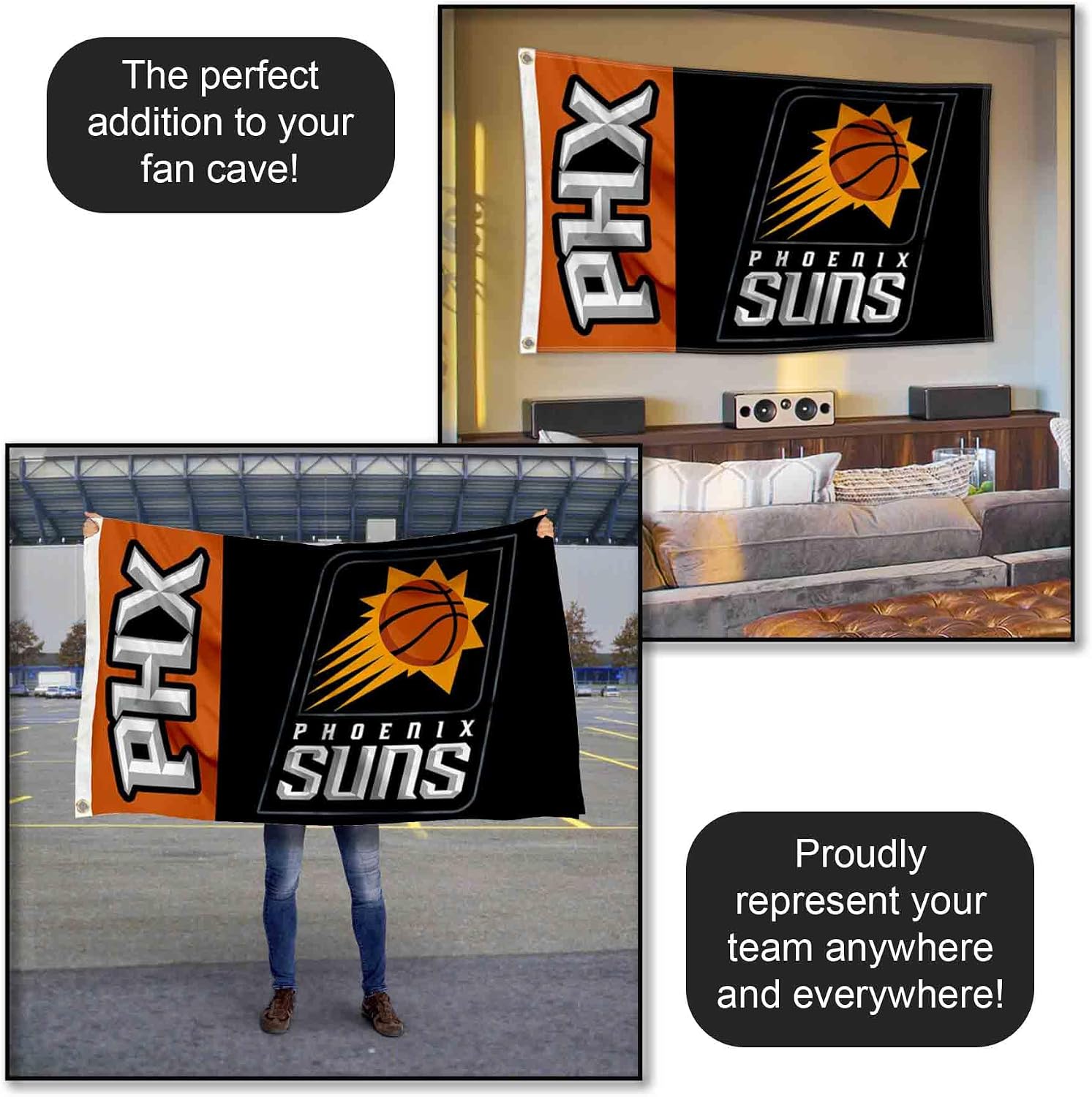 WinCraft Phoenix Suns Black Indoor Outdoor Flag Banner