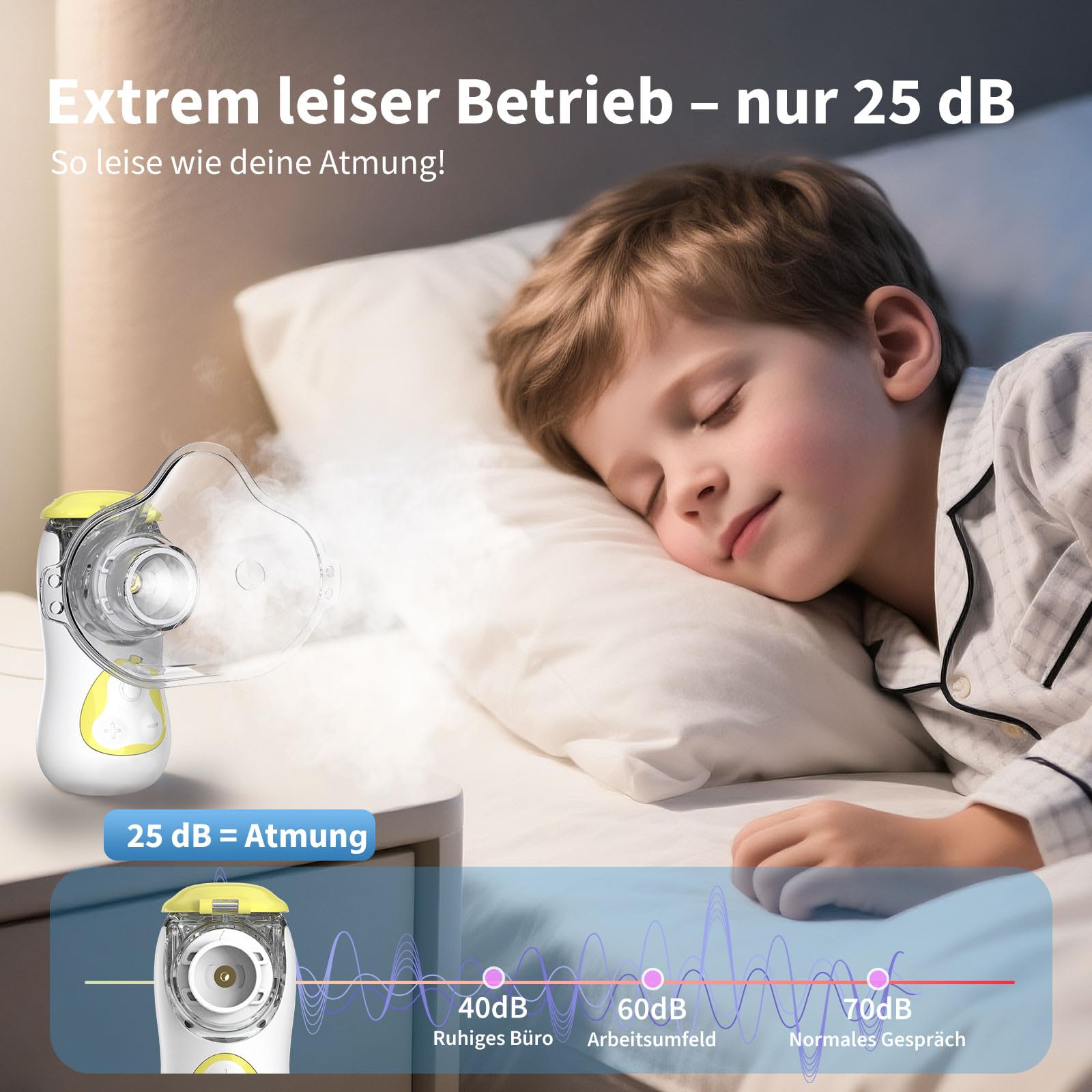 FEELLIFE Inhalationsgerät Kinder, Inhalationsgerät Inhaliergeräte für Erwachsene Inhalator Vernebler Inhaliergerät Nebulizer Inhalator Baby Air Kids Inhaliergerät Mini Aerosol Inhalator Leiser