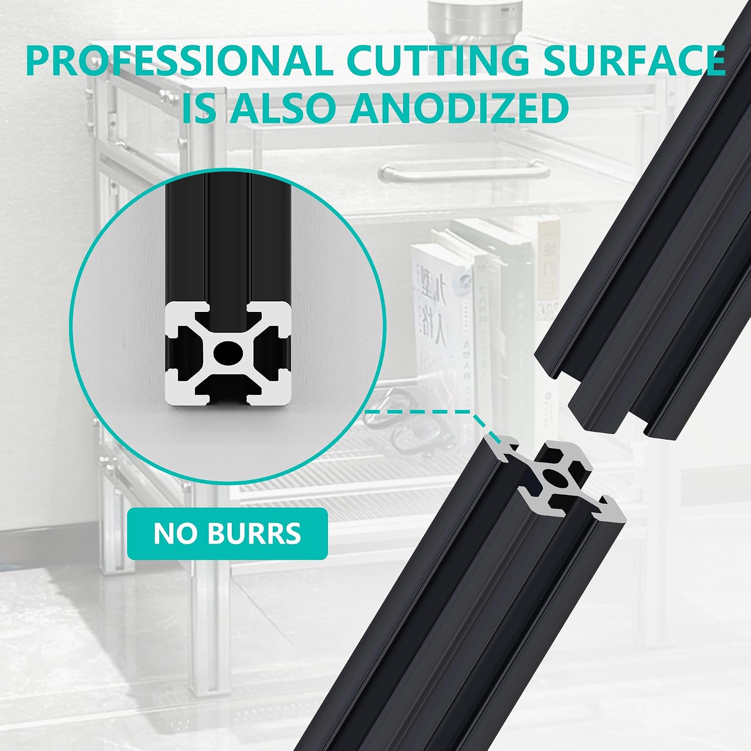 2020 T-Slot Aluminum Extrusion Profile, 4PCS 19.7" European Standard Anodized Linear Rail Guide for 3D Printer & CNC DIY, High-Strength Construction - Black